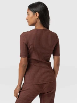 Online Saint and Sofia Adaline Tee - Maroon Rib