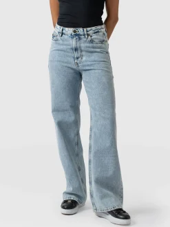 Fashion Saint and Sofia Adjustable Wide Leg Jeans - Pale Blue