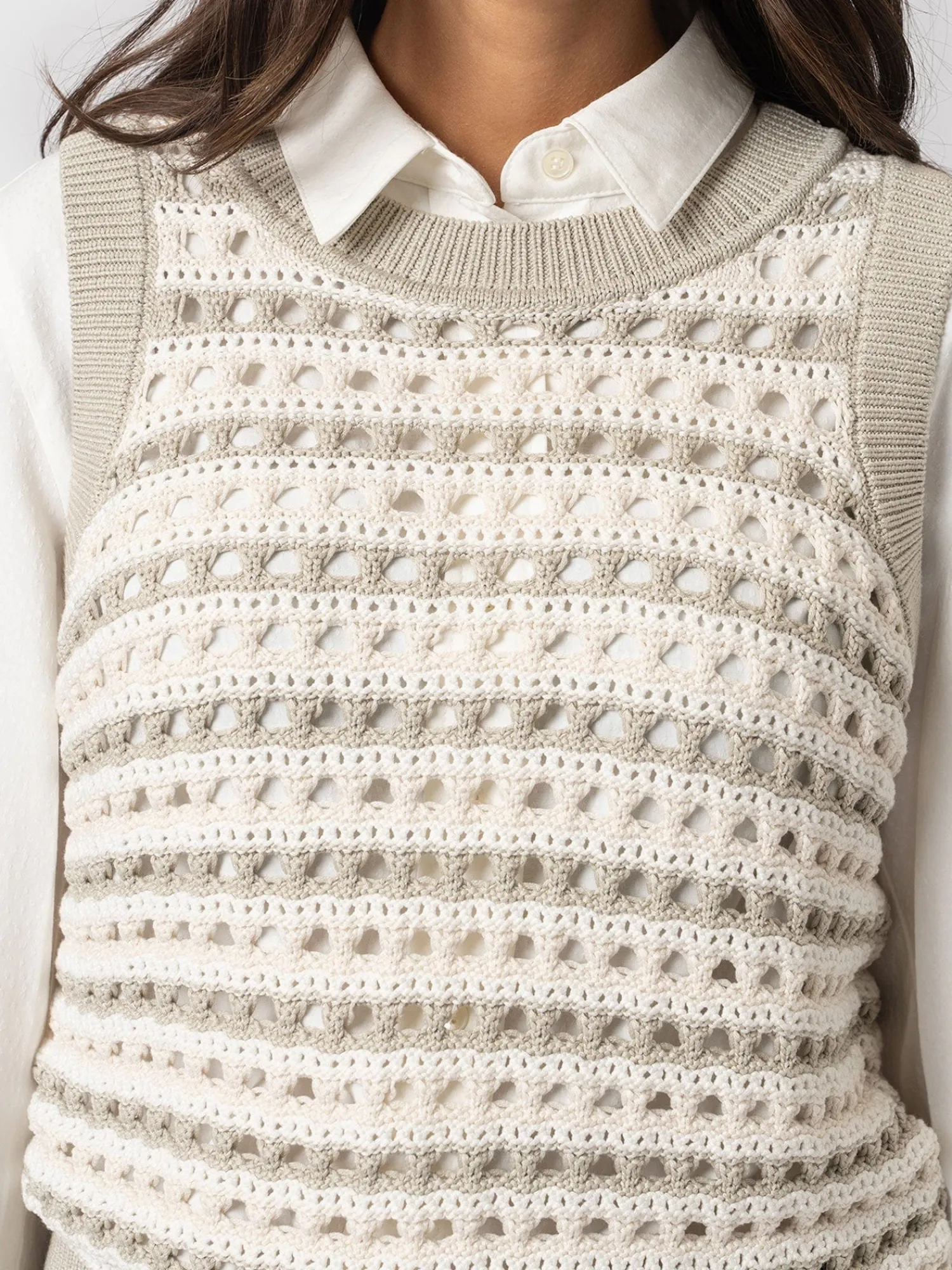 Clearance Saint and Sofia Adler Sleeveless Knit - Beige