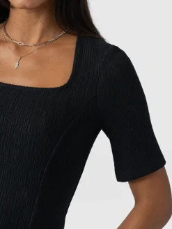 Fashion Saint and Sofia Akia Short Sleeve Tee - Black Textured