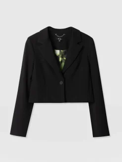 Clearance Saint and Sofia Astrid Cropped Blazer - Black