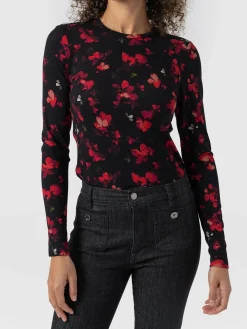 Outlet Saint and Sofia Austen Crew Neck Long Sleeve Tee - Pink Aurora