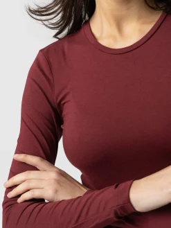 Discount Saint and Sofia Austen Crew Neck Tee - Burgundy