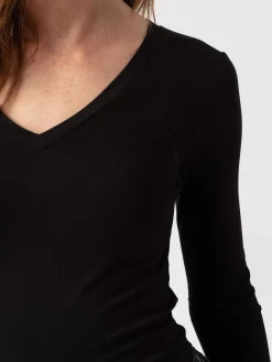 Discount Saint and Sofia Austen V Neck Tee - Black