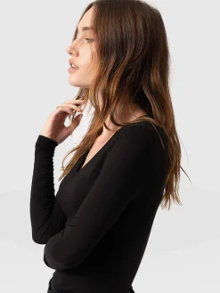 Discount Saint and Sofia Austen V Neck Tee - Black