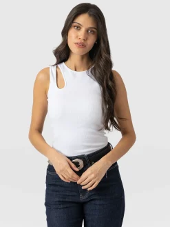 Fashion Saint and Sofia Axel Cut Out Vest - White