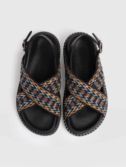 Outlet Saint and Sofia Bonnie Cross Over Sandals - Blue/Brown