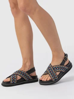 Outlet Saint and Sofia Bonnie Cross Over Sandals - Blue/Brown