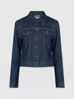 Discount Saint and Sofia Bowie Denim Jacket - Indigo Blue