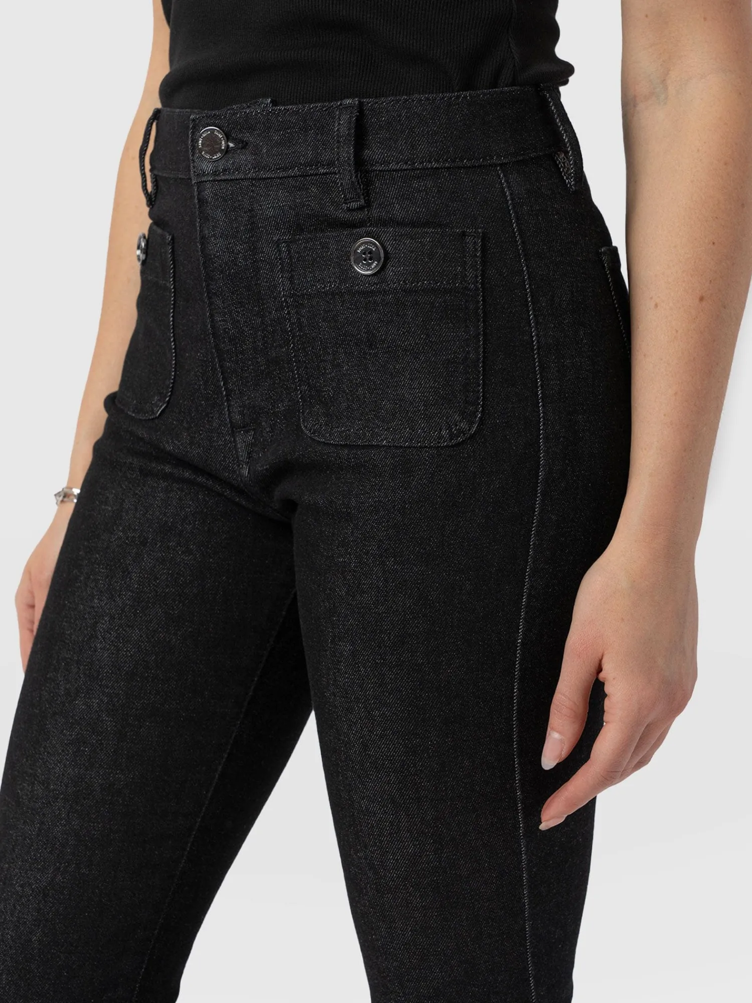 Outlet Saint and Sofia Bowie Stretch Flare Jeans - Black Wash