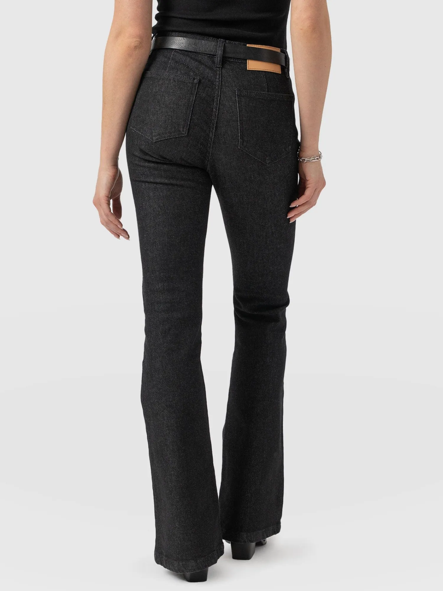 Outlet Saint and Sofia Bowie Stretch Flare Jeans - Black Wash