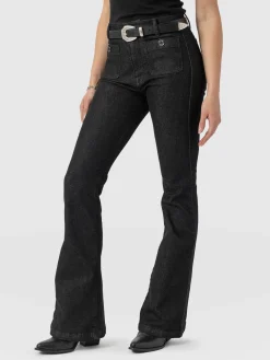 Outlet Saint and Sofia Bowie Stretch Flare Jeans - Black Wash
