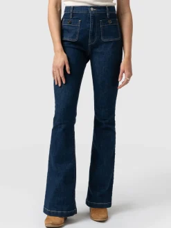 Sale Saint and Sofia Bowie Stretch Flare Jeans - Mid Blue