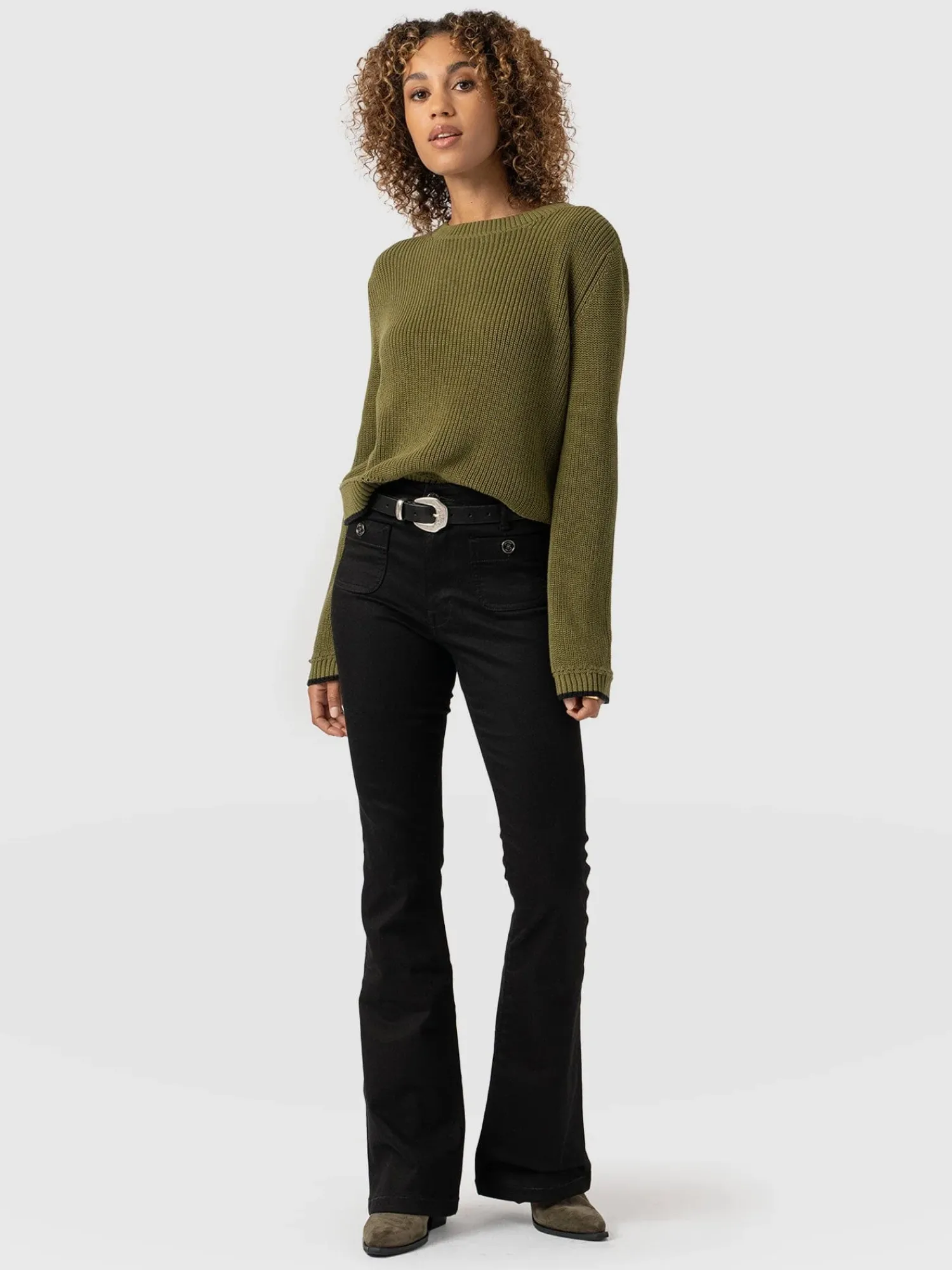 Online Saint and Sofia Bowie Stretch Flare Jeans - Jet Black
