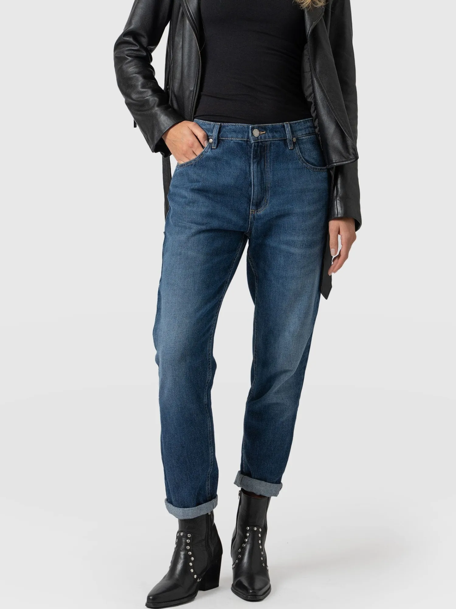Outlet Saint and Sofia Boyfriend Jeans - Mid Blue
