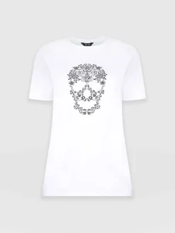 Discount Saint and Sofia Boyfriend Tee - White Skull