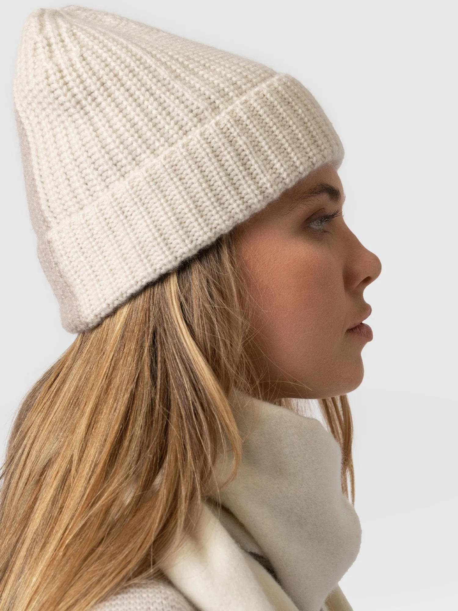 Hot Saint and Sofia Cashmere Beanie - Cream/Beige