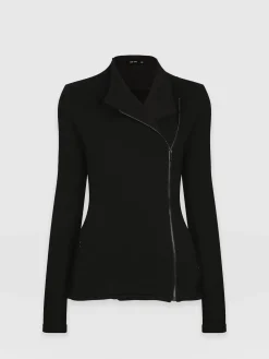 Clearance Saint and Sofia Cotton Biker Jacket - Black