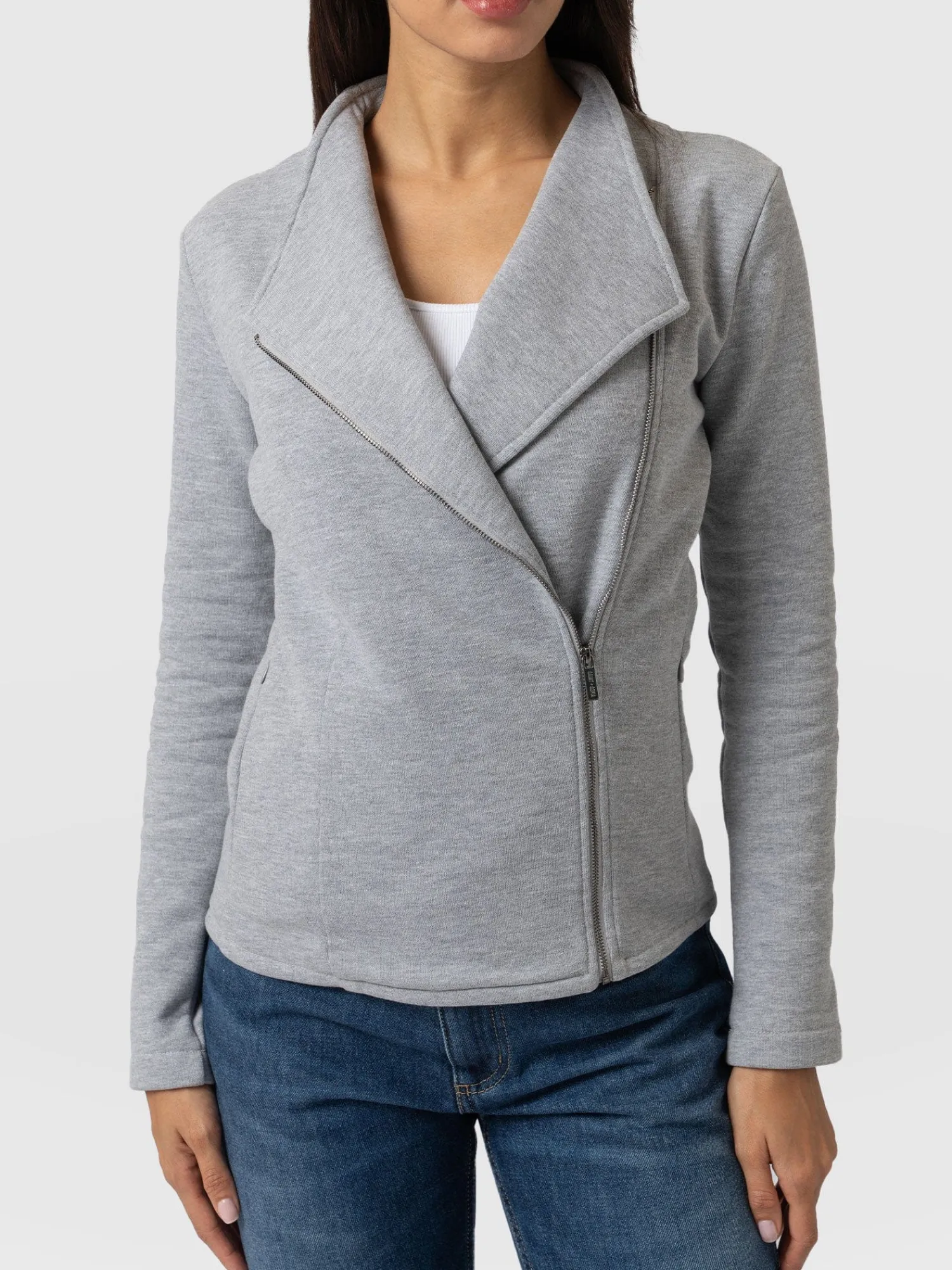Discount Saint and Sofia Cotton Biker Jacket - Grey