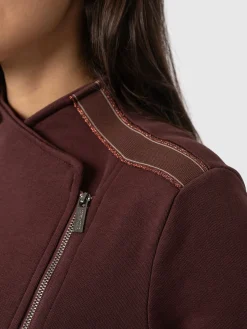 Discount Saint and Sofia Cotton Biker Jacket - Maroon - Bronze Stripe