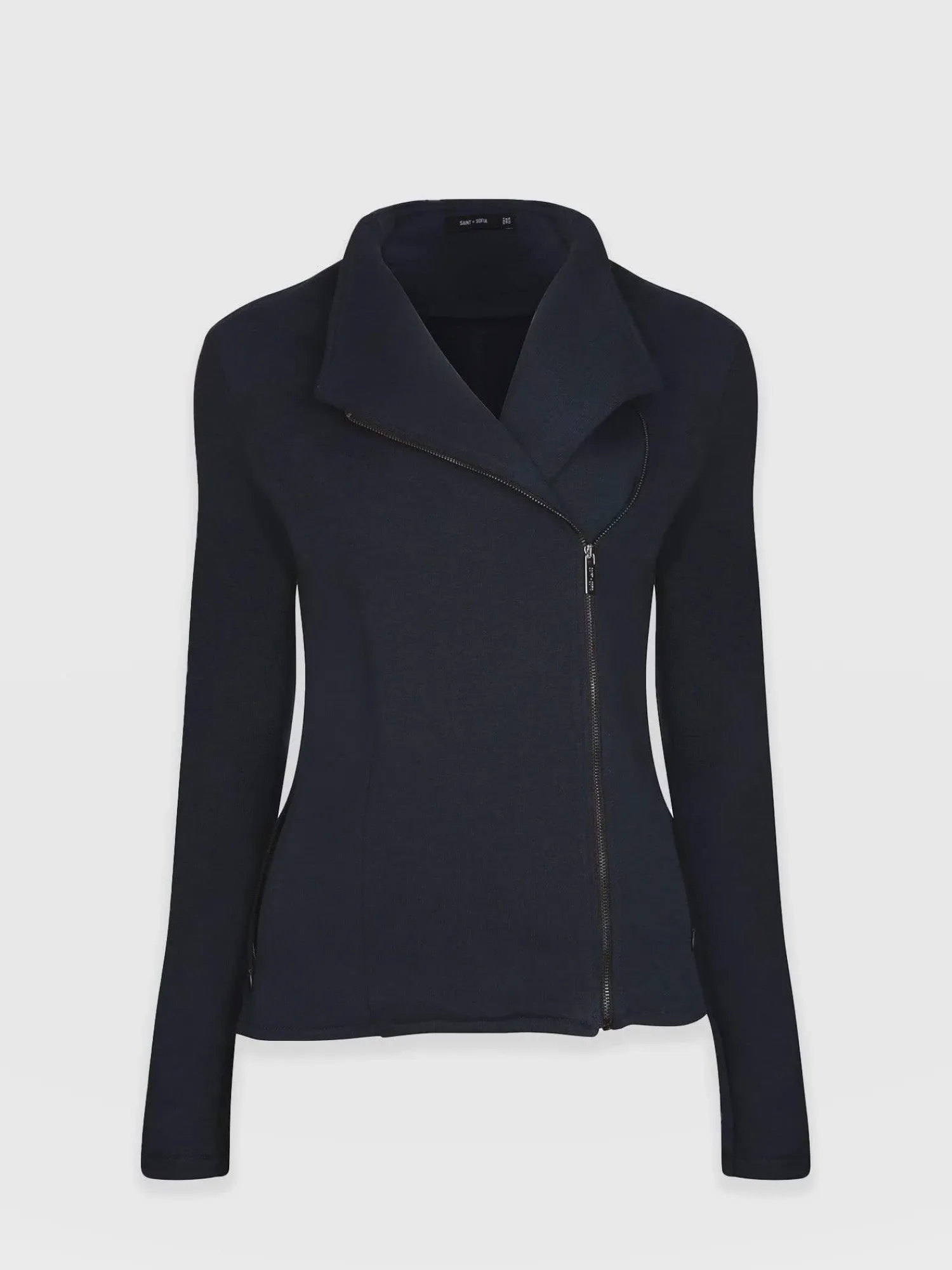 Discount Saint and Sofia Cotton Biker Jacket - Navy