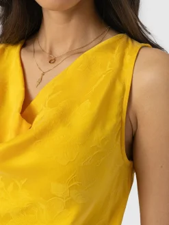 Hot Saint and Sofia Cowl Neck Cami - Yellow Jacquard