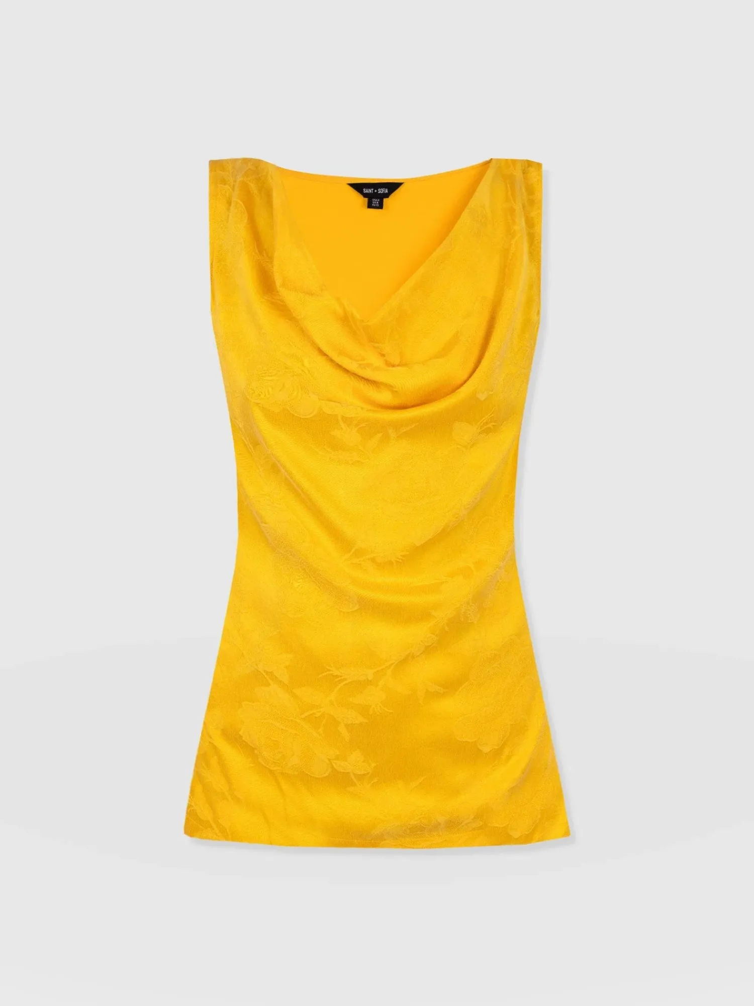 Hot Saint and Sofia Cowl Neck Cami - Yellow Jacquard
