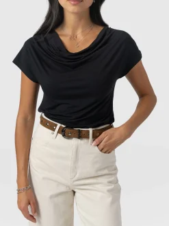 Hot Saint and Sofia Cowl Neck Tee - Black