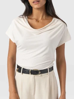 Online Saint and Sofia Cowl Neck Tee - Cream