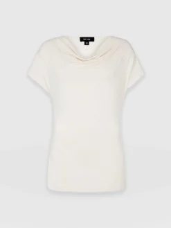 Online Saint and Sofia Cowl Neck Tee - Cream