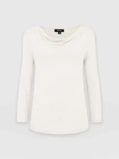 Online Saint and Sofia Cowl Neck Tee Long Sleeve - Cream