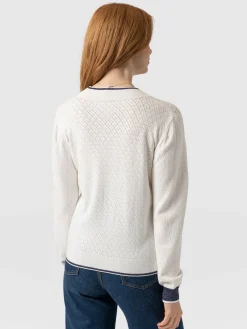 Outlet Saint and Sofia Diamond Knit Cardigan - White