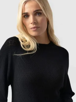 Online Saint and Sofia Diamond Knit Sweater - Black
