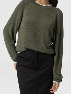 Best Saint and Sofia Diamond Knit Sweater - Khaki