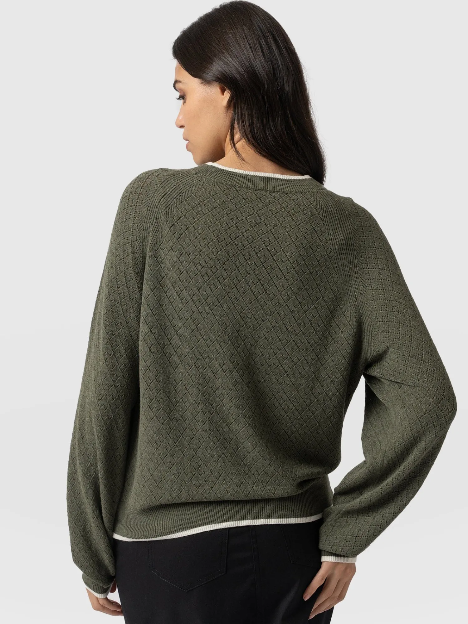 Best Saint and Sofia Diamond Knit Sweater - Khaki