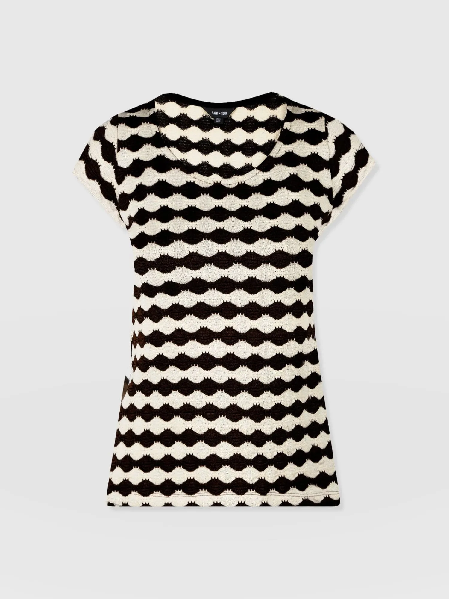 Discount Saint and Sofia Elise Scoop Neck Tee - Black/Cream