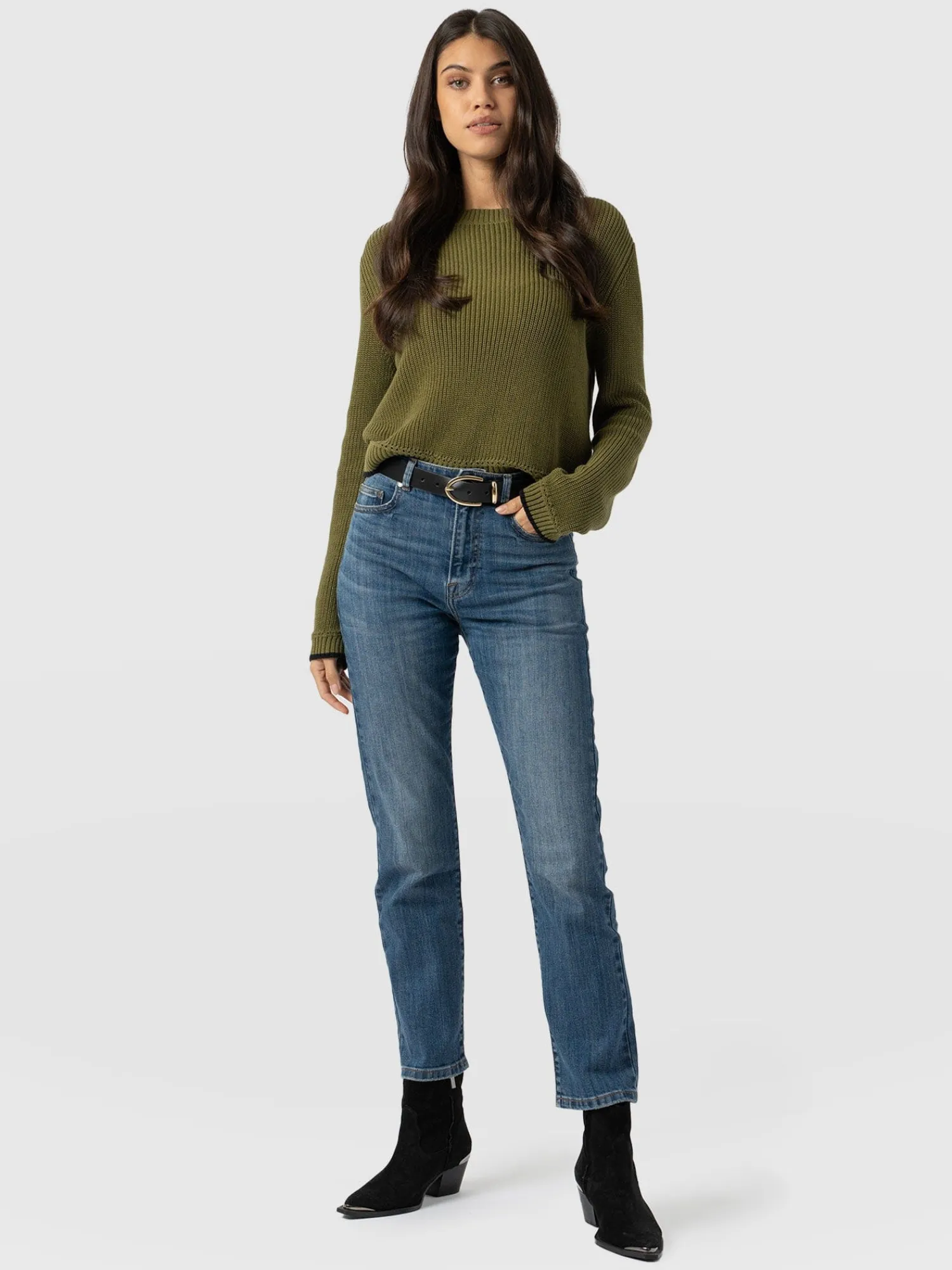 Hot Saint and Sofia Emma Straight Leg Jean - Mid Blue