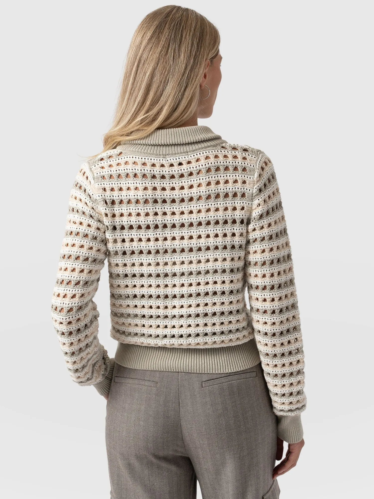 New Saint and Sofia Ester Quarter Zip Knit - Beige