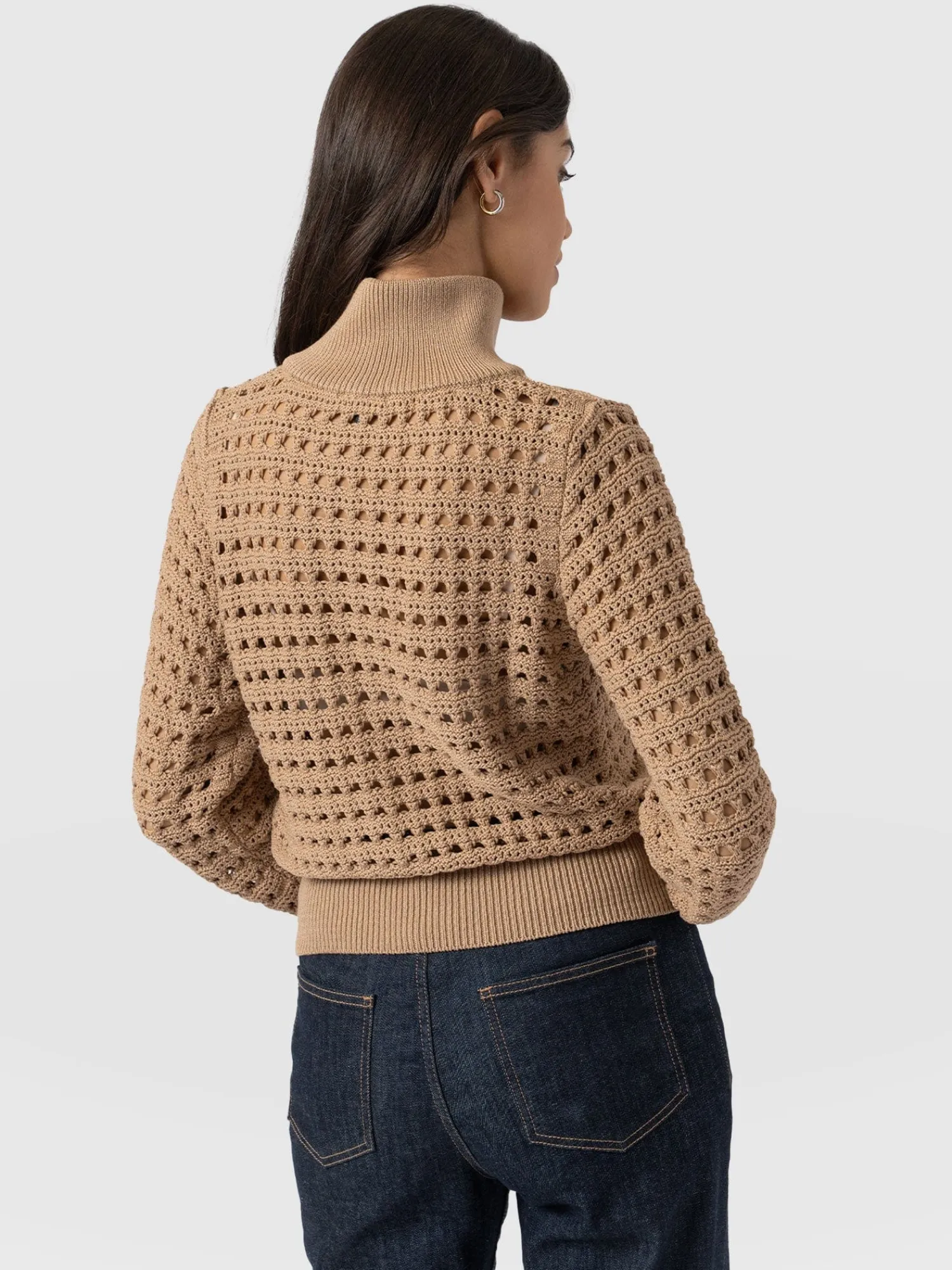 Clearance Saint and Sofia Ester Quarter Zip Knit - Camel