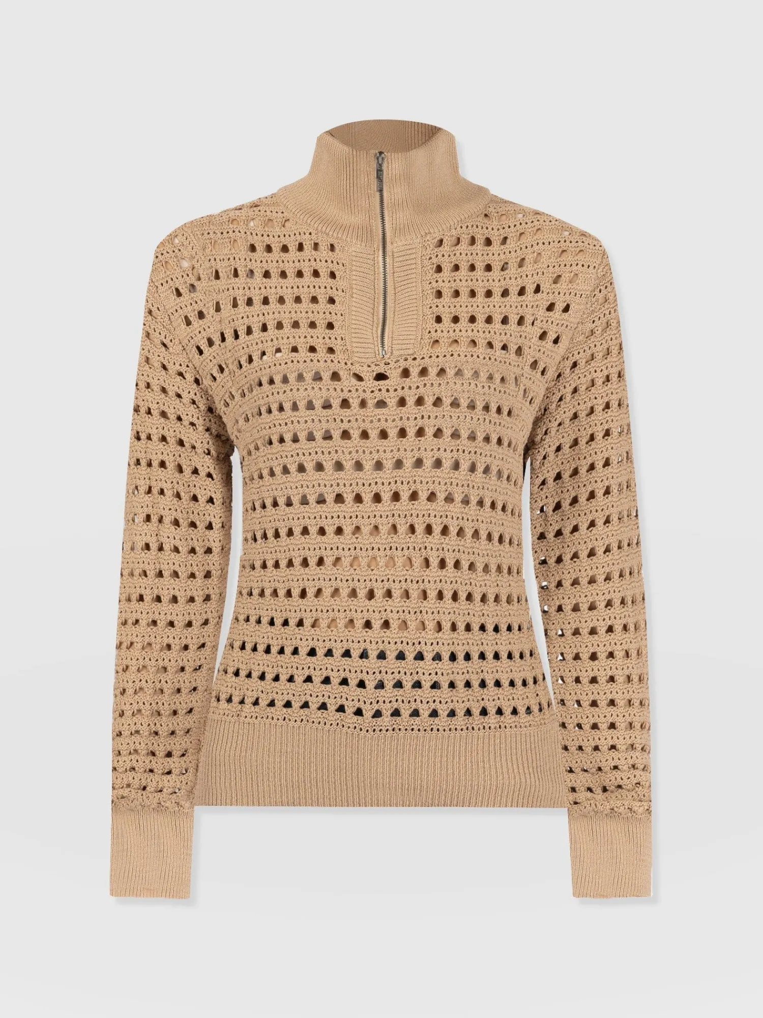 Clearance Saint and Sofia Ester Quarter Zip Knit - Camel