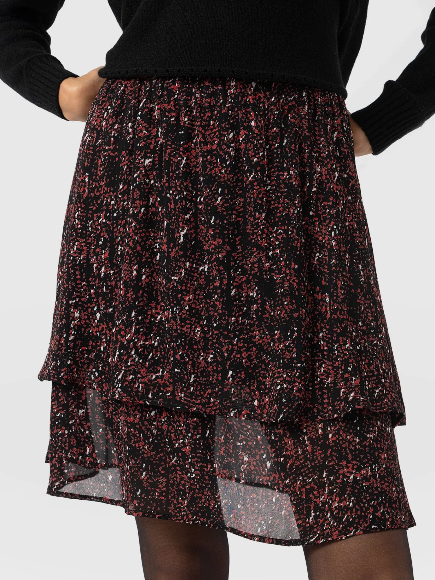 Discount Saint and Sofia Etta Mini Layered Skirt - Red Ditsy Leopard