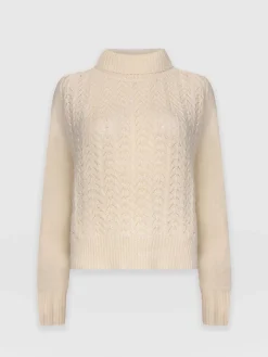 Clearance Saint and Sofia Glen Cable Knit Sweater - Cream