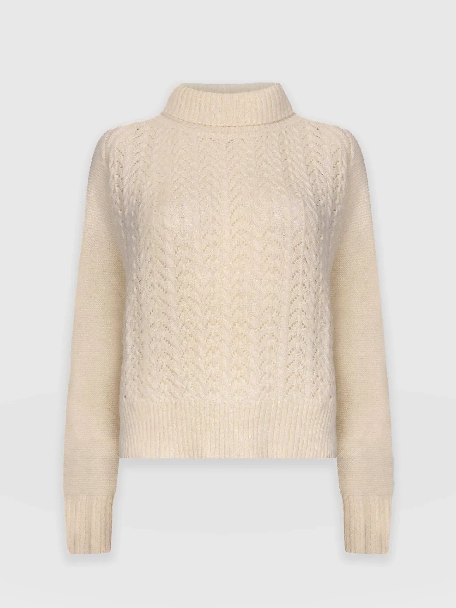 Clearance Saint and Sofia Glen Cable Knit Sweater - Cream