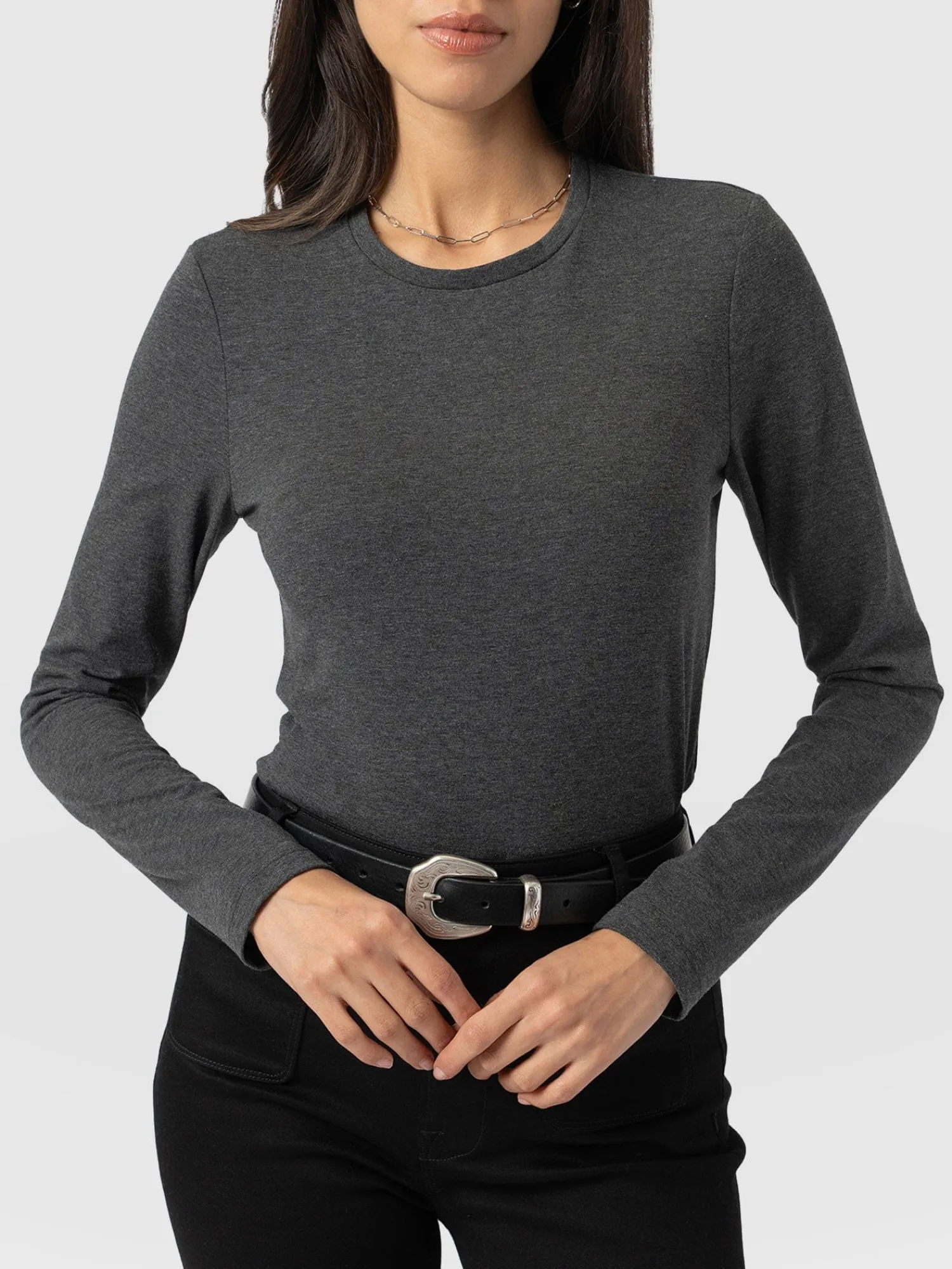 New Saint and Sofia Glen Crew Neck Tee - Charcoal