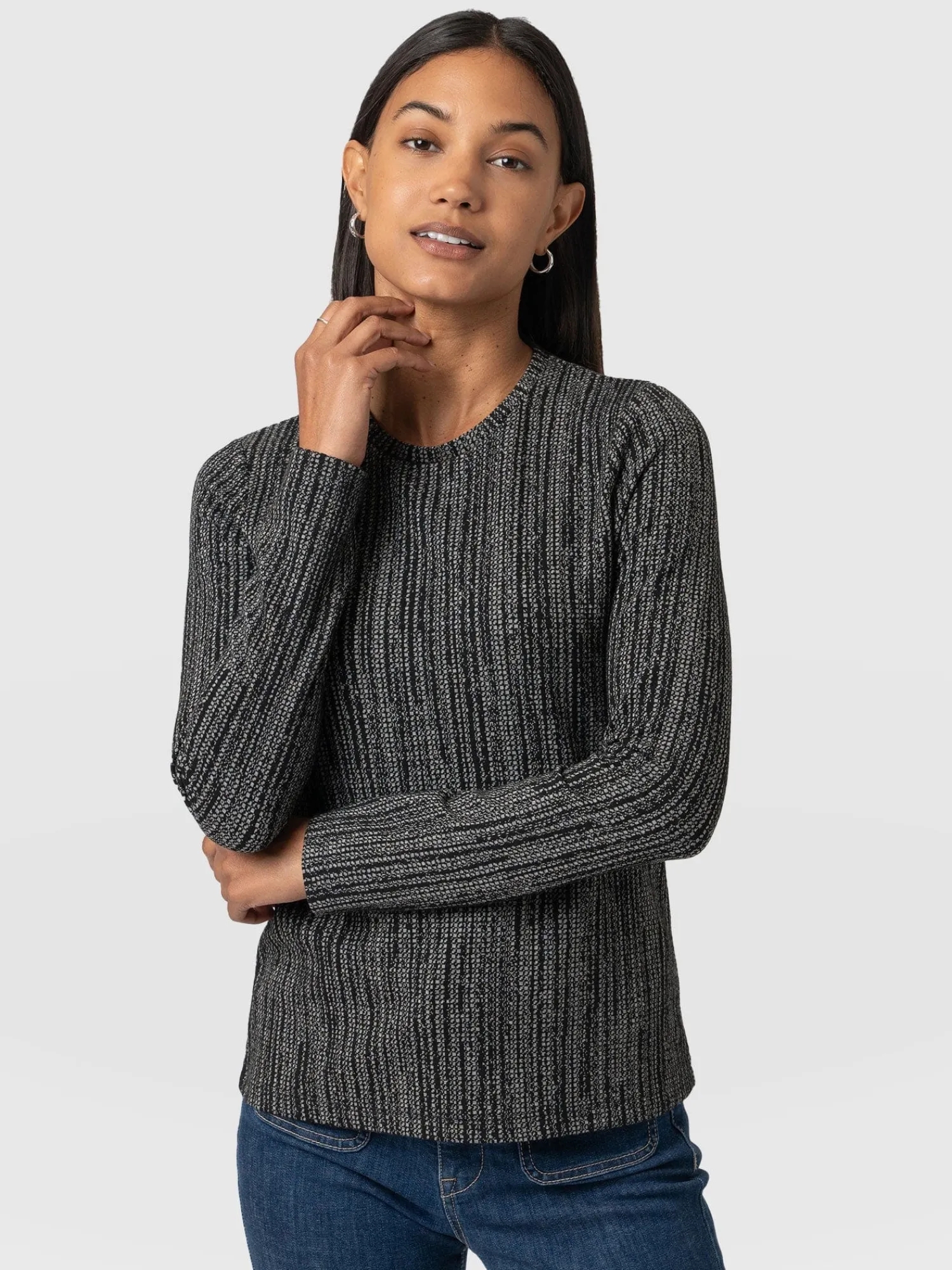 New Saint and Sofia Glen Crew Neck Tee - Grey/Black