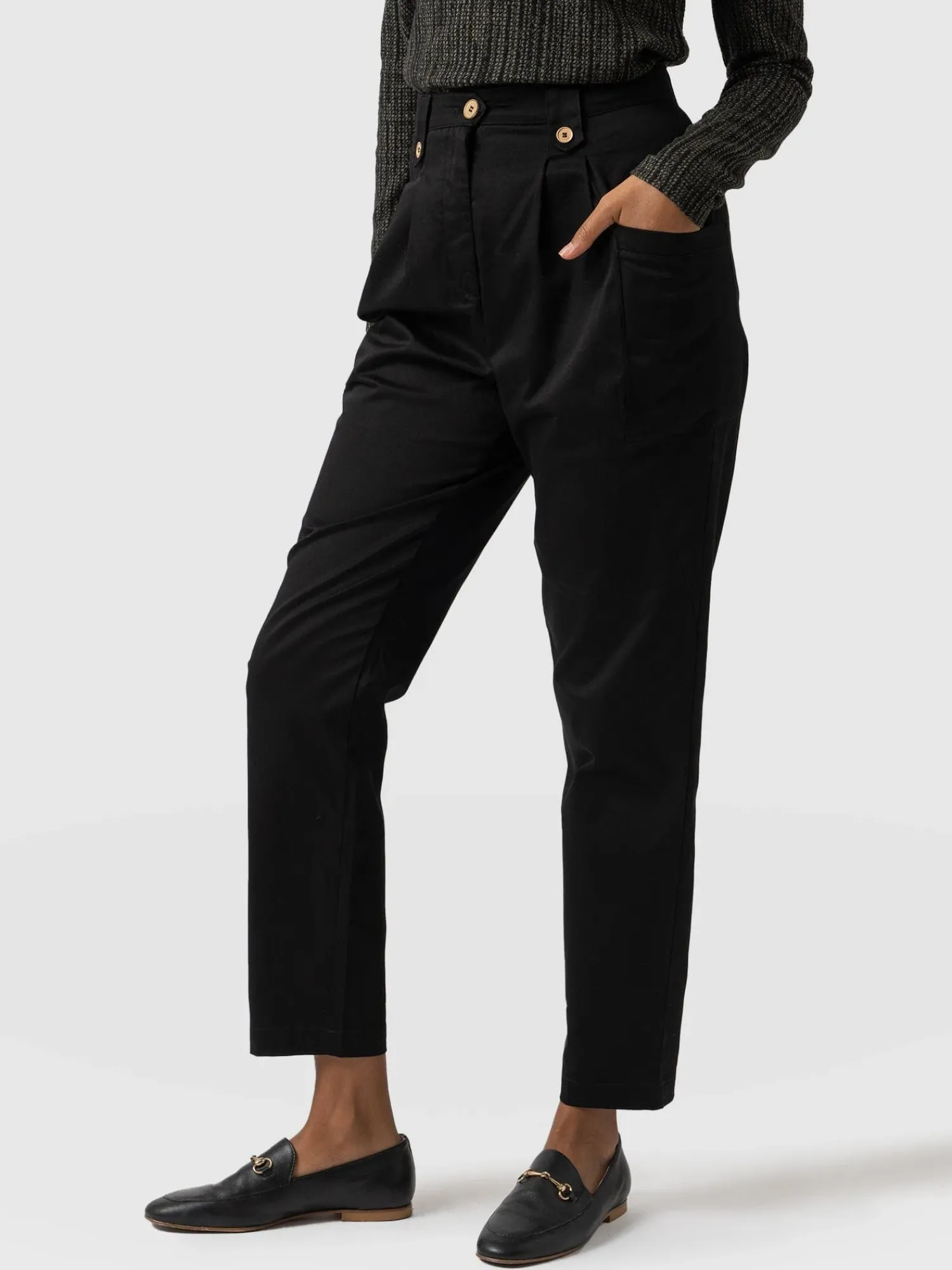Online Saint and Sofia High Waisted Cargo Pant - Black