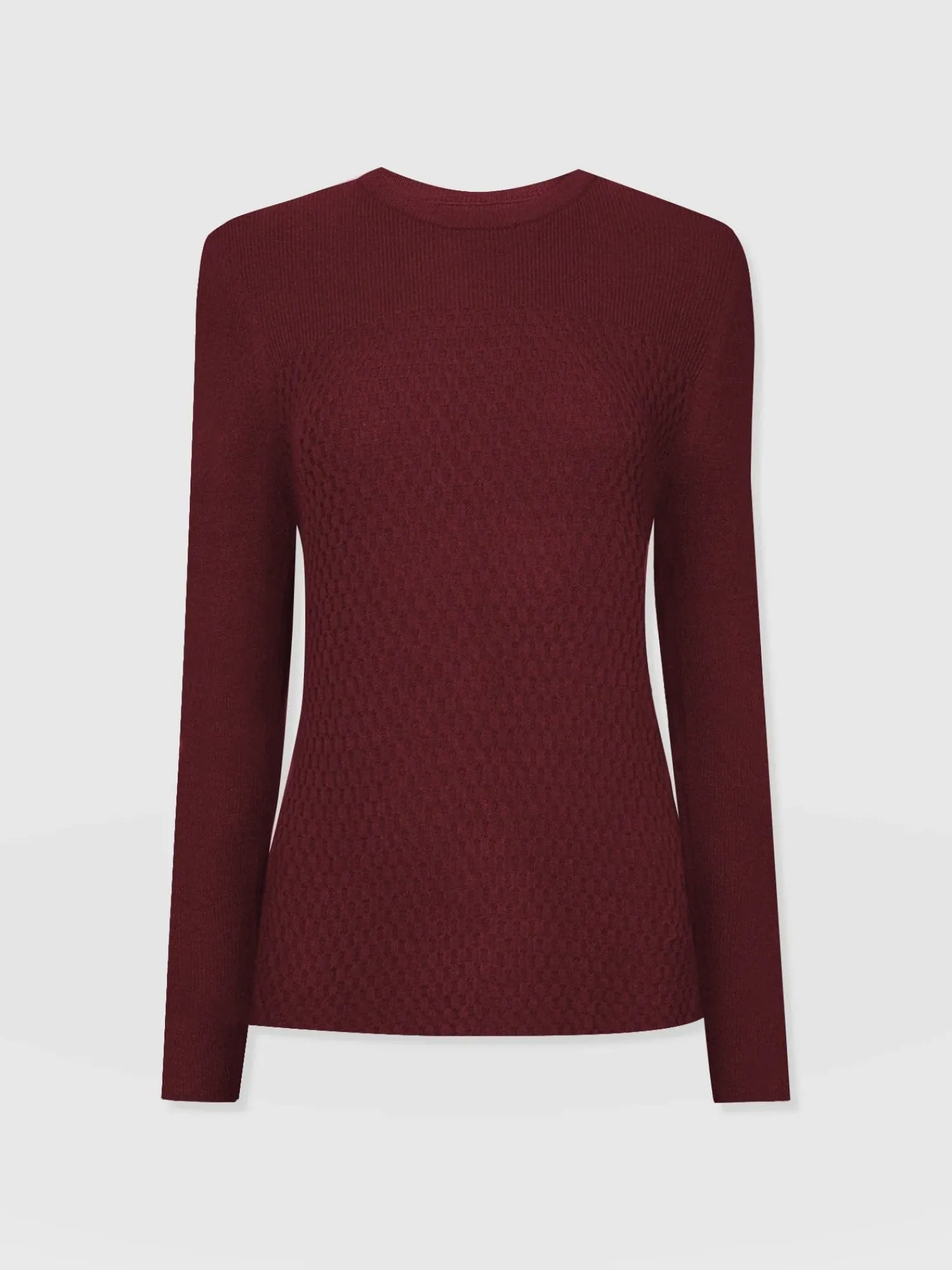 Sale Saint and Sofia Honeycomb Rib Sweater - Burgundy