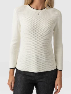 Discount Saint and Sofia Honeycomb Rib Sweater - Cream