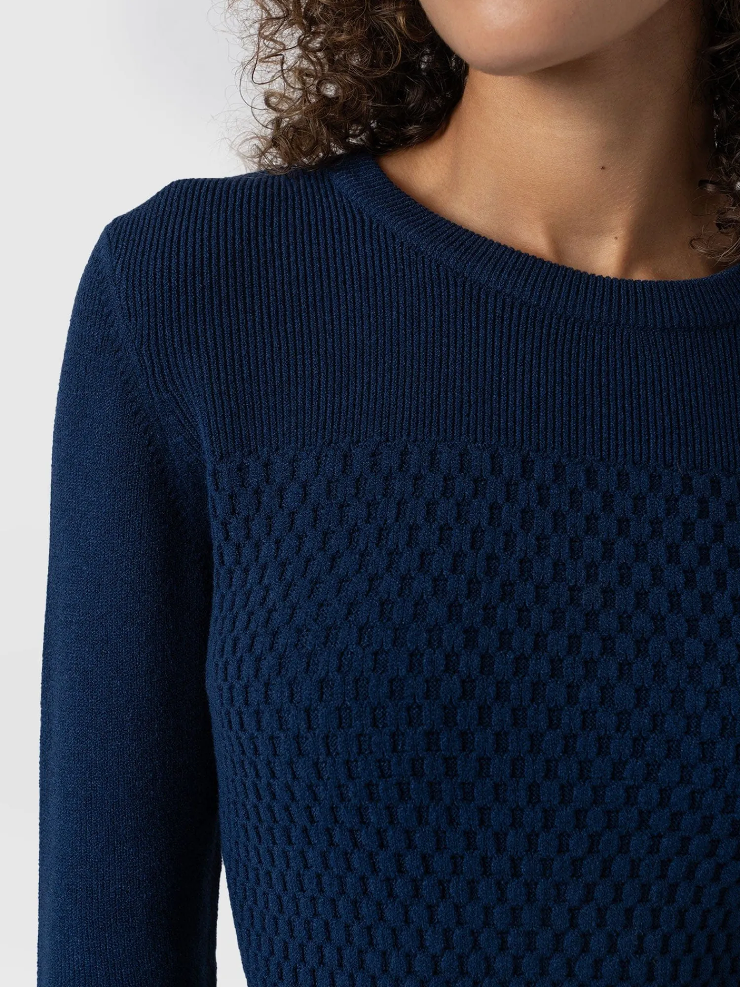Best Saint and Sofia Honeycomb Rib Sweater - Navy