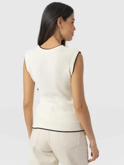 Sale Saint and Sofia Honeycomb Sleeveless Rib Knit - Cream